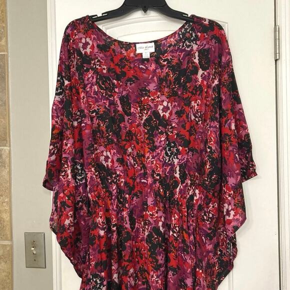 Miss Lavish Red & Pink Floral Midi Kaftan Swim Cover Up Dress Size 3X New - Picture 3 of 15